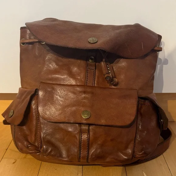 Brown/ tan Leather backpack - Picture 1 of 5